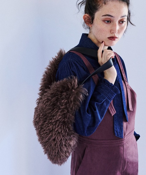 human woman（ヒューマンウーマン）の「◆フェイクファーバッグ（トートバッグ・レディース・ブラウン/ベージュ・ﾌﾘ-）」の7枚目の写真