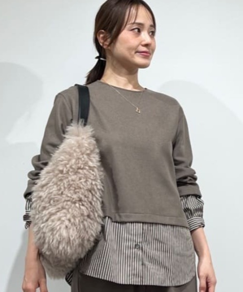 human woman（ヒューマンウーマン）の「◆フェイクファーバッグ（トートバッグ・レディース・ブラウン/ベージュ・ﾌﾘ-）」の5枚目の写真