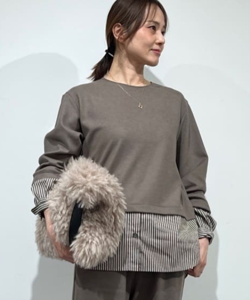 human woman（ヒューマンウーマン）の「◆フェイクファーバッグ（トートバッグ・レディース・ブラウン/ベージュ・ﾌﾘ-）」の4枚目の写真