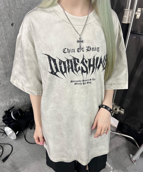Figments(フィグメンツ)の「ダーティ加工メタルロゴビッグT(Tシャツ/カットソー・レディース・ピンク/ホワイト・FREE)」の1枚目の写真