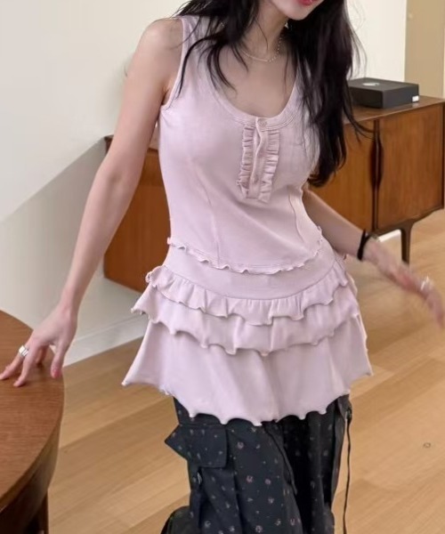 tシャツ ティアードフリル タンクトップチュニック レディース ティアードフリル タンクトップチュニック（Tシャツ/カットソー
