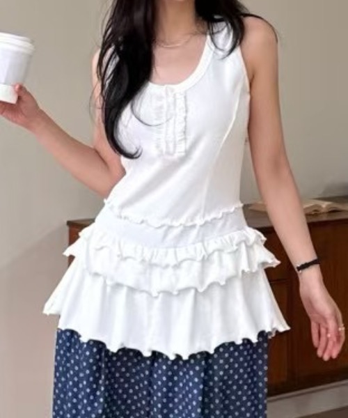tシャツ ティアードフリル タンクトップチュニック レディース ティアードフリル タンクトップチュニック（Tシャツ/カットソー