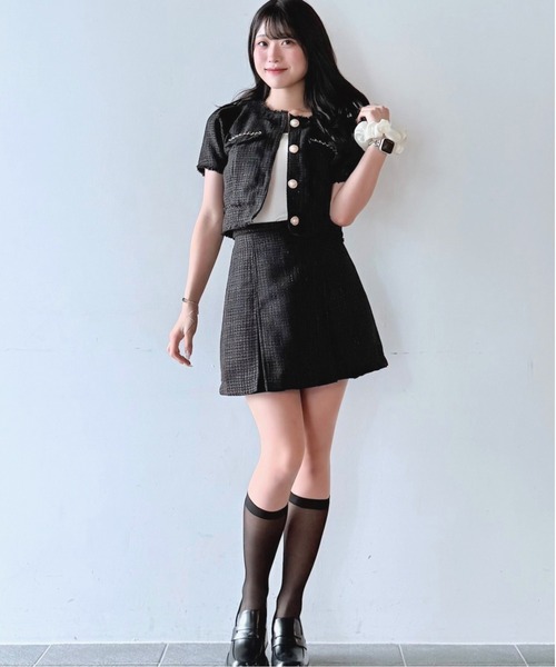 NOMAE（ノーマエ）の「ノーカラーツィードトップス（シャツ/ブラウス・レディース・アイボリー/ブラック/ブルー・FREE）」の14枚目の写真