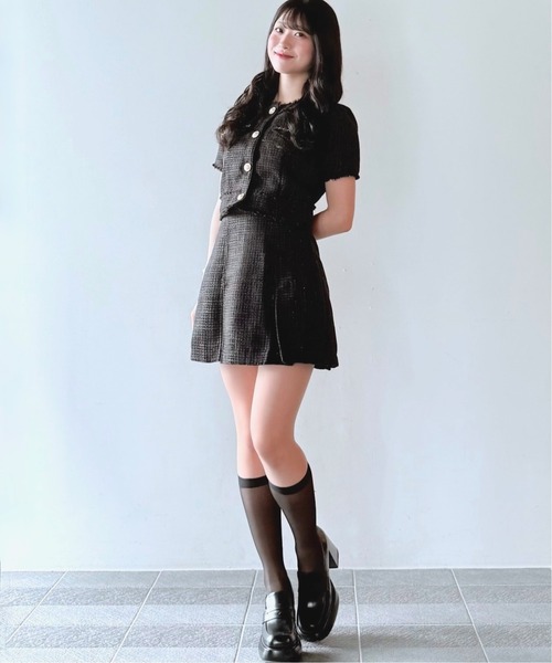 NOMAE（ノーマエ）の「ノーカラーツィードトップス（シャツ/ブラウス・レディース・アイボリー/ブラック/ブルー・FREE）」の18枚目の写真