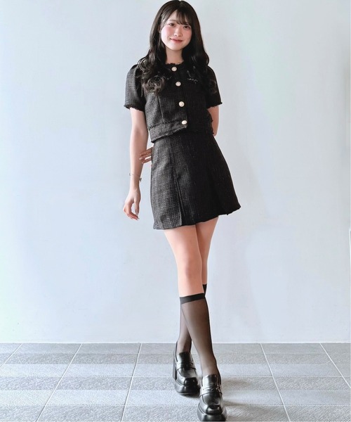 NOMAE（ノーマエ）の「ノーカラーツィードトップス（シャツ/ブラウス・レディース・アイボリー/ブラック/ブルー・FREE）」の17枚目の写真