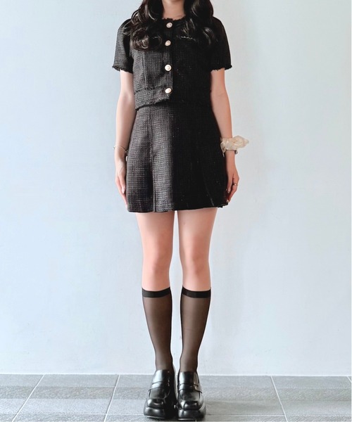 NOMAE（ノーマエ）の「ノーカラーツィードトップス（シャツ/ブラウス・レディース・アイボリー/ブラック/ブルー・FREE）」の19枚目の写真