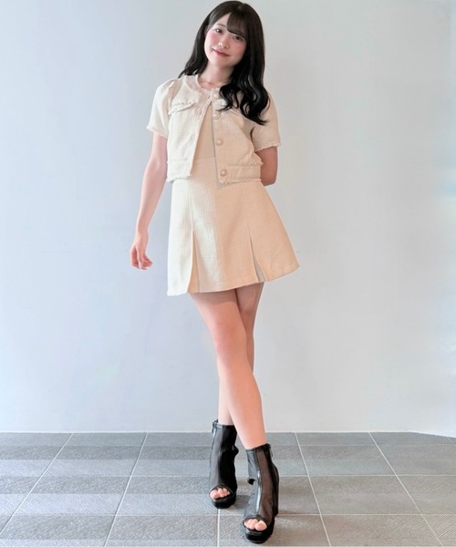 NOMAE（ノーマエ）の「ノーカラーツィードトップス（シャツ/ブラウス・レディース・アイボリー/ブラック/ブルー・FREE）」の20枚目の写真