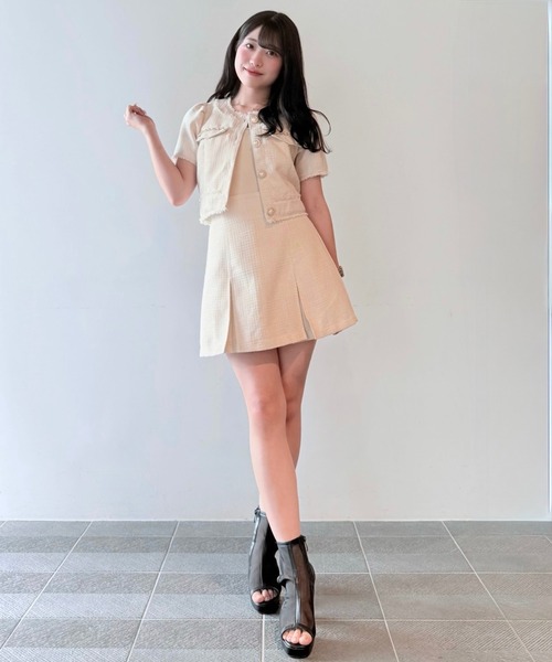 NOMAE（ノーマエ）の「ノーカラーツィードトップス（シャツ/ブラウス・レディース・アイボリー/ブラック/ブルー・FREE）」の22枚目の写真