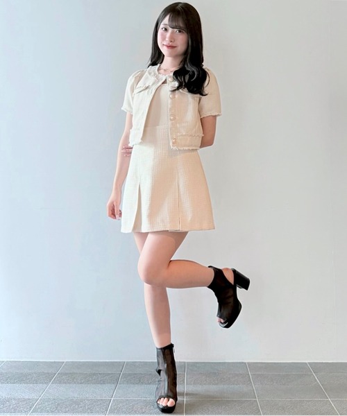 NOMAE（ノーマエ）の「ノーカラーツィードトップス（シャツ/ブラウス・レディース・アイボリー/ブラック/ブルー・FREE）」の21枚目の写真