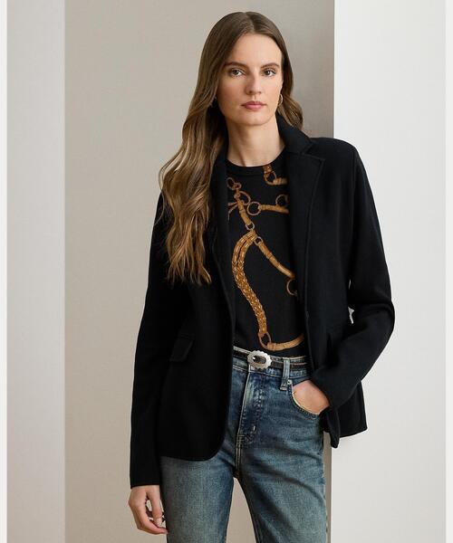 【入手困難】RALPH LAUREN テーラードジャケット ニット 切り替え コットンブレンド セーター ブレザー（テーラードジャケット）｜LAUREN