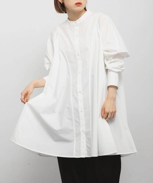 KBF（ケイビーエフ）の「WIDEフレアミニシャツワンピース（ワンピース・レディース・ブルー系その他/オフホワイト/ブラウン・ONE）」の9枚目の写真