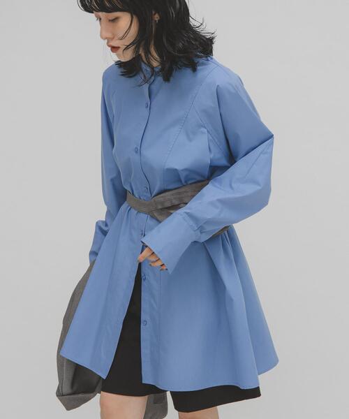 KBF（ケイビーエフ）の「WIDEフレアミニシャツワンピース（ワンピース・レディース・ブルー系その他/オフホワイト/ブラウン・ONE）」の18枚目の写真