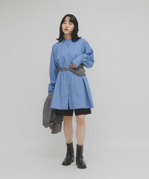 KBF(ケイビーエフ)の「WIDEフレアミニシャツワンピース(ワンピース・レディース・ブルー系その他/オフホワイト/ブラウン・ONE)」の22枚目の写真