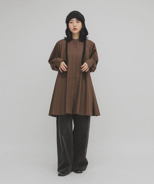 KBF(ケイビーエフ)の「WIDEフレアミニシャツワンピース(ワンピース・レディース・ブルー系その他/オフホワイト/ブラウン・ONE)」の10枚目の写真