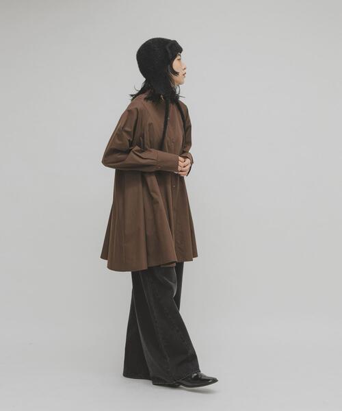 KBF(ケイビーエフ)の「WIDEフレアミニシャツワンピース(ワンピース・レディース・ブルー系その他/オフホワイト/ブラウン・ONE)」の9枚目の写真