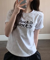 ビンテージライク 英字刺繍入り 半袖Tシャツ