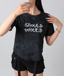 ビンテージライク 英字刺繍入り 半袖Tシャツ