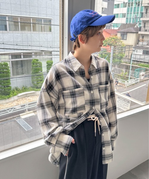 PILIT(ピリット)の「チェックBIGシャツ(シャツ/ブラウス・レディース・ブラウン/オフホワイト・MEDIUM)」の7枚目の写真