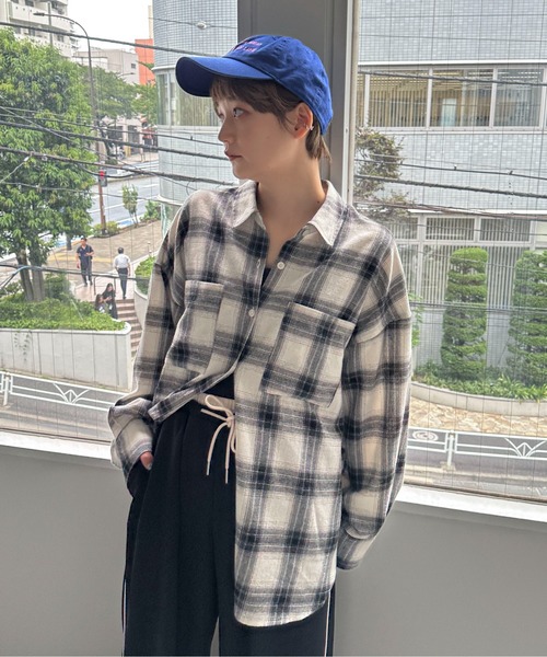 PILIT(ピリット)の「チェックBIGシャツ(シャツ/ブラウス・レディース・ブラウン/オフホワイト・MEDIUM)」の10枚目の写真