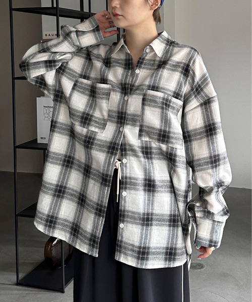 PILIT(ピリット)の「チェックBIGシャツ(シャツ/ブラウス・レディース・ブラウン/オフホワイト・MEDIUM)」の14枚目の写真