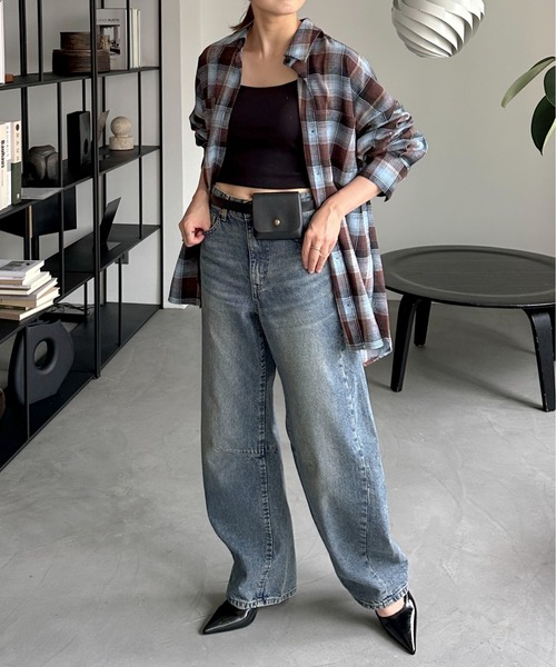 PILIT(ピリット)の「チェックBIGシャツ(シャツ/ブラウス・レディース・ブラウン/オフホワイト・MEDIUM)」の19枚目の写真