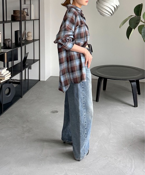 PILIT(ピリット)の「チェックBIGシャツ(シャツ/ブラウス・レディース・ブラウン/オフホワイト・MEDIUM)」の22枚目の写真