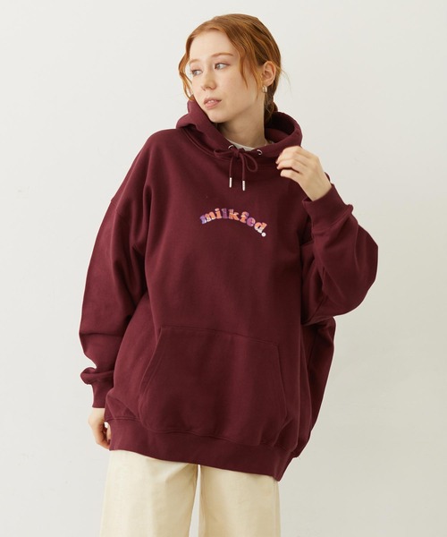 MILKFED.（ミルクフェド）の「PLAID HEART SWEAT HOODIE（パーカー・レディース・オフホワイト/ブラック/バーガンディー・M/L）」の3枚目の写真