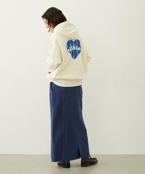 MILKFED.（ミルクフェド）の「PLAID HEART SWEAT HOODIE（パーカー・レディース・オフホワイト/ブラック/バーガンディー・M/L）」の21枚目の写真
