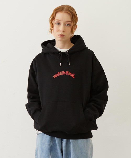 MILKFED.（ミルクフェド）の「PLAID HEART SWEAT HOODIE（パーカー・レディース・オフホワイト/ブラック/バーガンディー・M/L）」の4枚目の写真