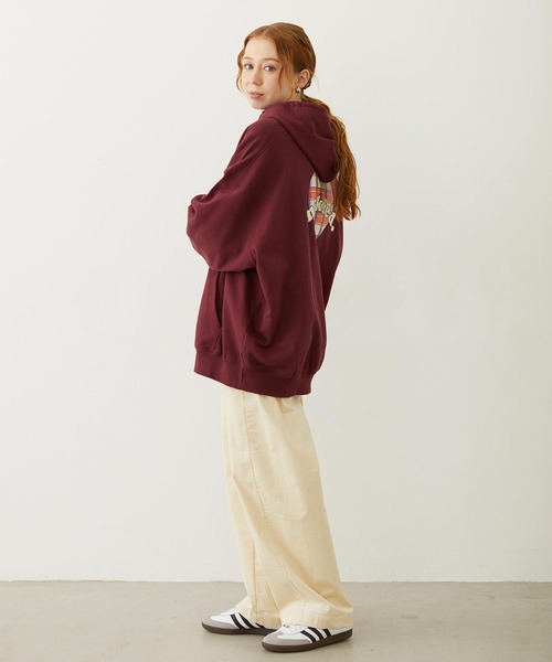 MILKFED.（ミルクフェド）の「PLAID HEART SWEAT HOODIE（パーカー・レディース・オフホワイト/ブラック/バーガンディー・M/L）」の12枚目の写真
