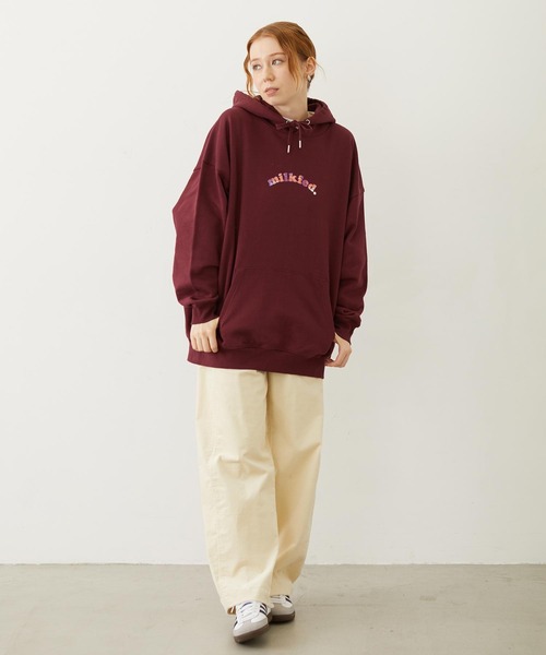 MILKFED.（ミルクフェド）の「PLAID HEART SWEAT HOODIE（パーカー・レディース・オフホワイト/ブラック/バーガンディー・M/L）」の13枚目の写真