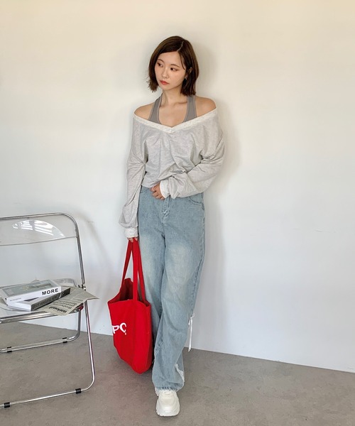 Teem Store(チームストア)の「フェイクレイヤードバルーンスウェット(スウェット・レディース・グレー/チャコール/アッシュグレー・F)」の13枚目の写真