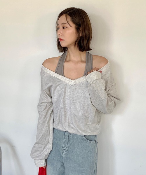 Teem Store(チームストア)の「フェイクレイヤードバルーンスウェット(スウェット・レディース・グレー/チャコール/アッシュグレー・F)」の11枚目の写真