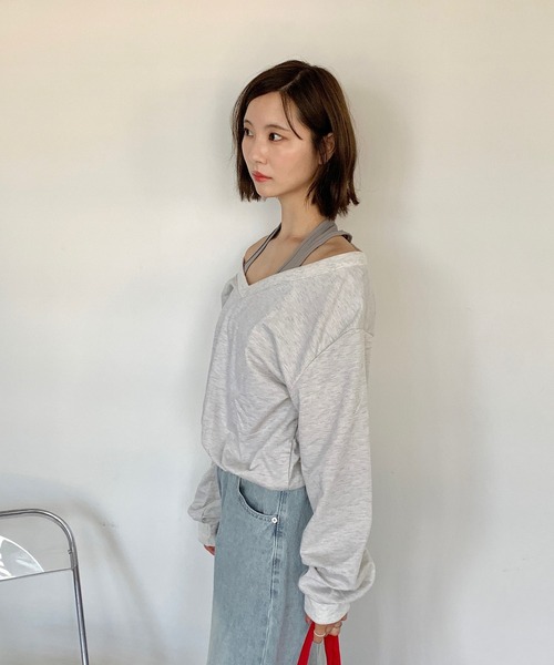 Teem Store(チームストア)の「フェイクレイヤードバルーンスウェット(スウェット・レディース・グレー/チャコール/アッシュグレー・F)」の12枚目の写真