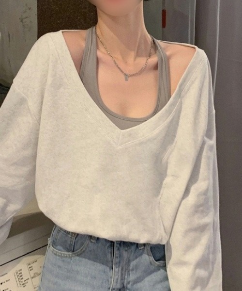 Teem Store(チームストア)の「フェイクレイヤードバルーンスウェット(スウェット・レディース・グレー/チャコール/アッシュグレー・F)」の16枚目の写真