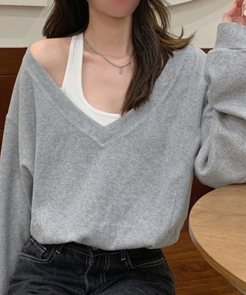 Teem Store(チームストア)の「フェイクレイヤードバルーンスウェット(スウェット・レディース・グレー/チャコール/アッシュグレー・F)」の20枚目の写真