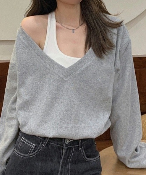 Teem Store(チームストア)の「フェイクレイヤードバルーンスウェット(スウェット・レディース・グレー/チャコール/アッシュグレー・F)」の22枚目の写真