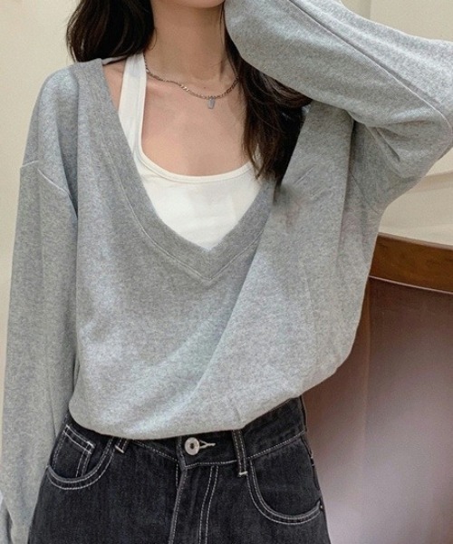 Teem Store(チームストア)の「フェイクレイヤードバルーンスウェット(スウェット・レディース・グレー/チャコール/アッシュグレー・F)」の21枚目の写真
