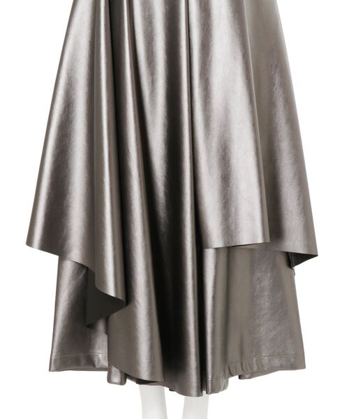 セール】FAKE LEATHER ASYMME LAYERED PT / フェイクレザーアシメ