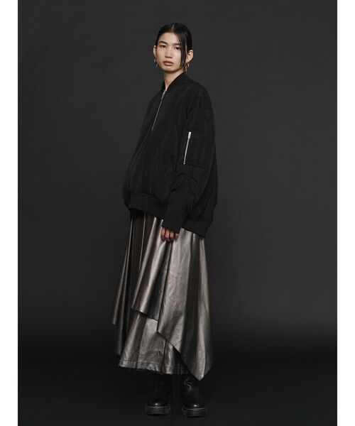 セール】FAKE LEATHER ASYMME LAYERED PT / フェイクレザーアシメ