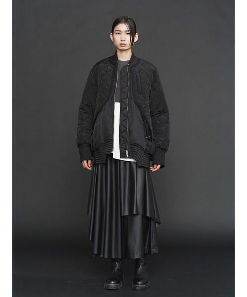 UN3D.（アンスリード）の「FAKE LEATHER ASYMME LAYERED PT / フェイクレザーアシメレイヤードパンツ（その他パンツ・レディース・シルバー/ブラック・38/36）」の10枚目の写真