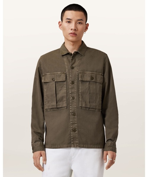 ALLSAINTS(オールセインツ)の「ALBYN LONG SLEEVE COTTON SHIRT | ALBYN 長袖 コットン シャツ(シャツ/ブラウス・メンズ・グリーン系その他・S/M/L/XS)」の4枚目の写真