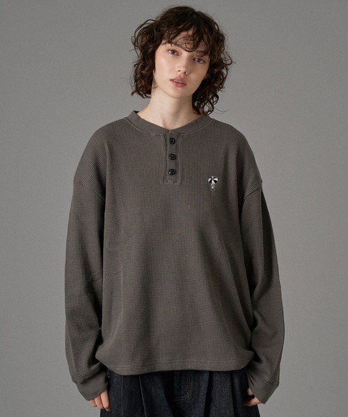 セール】LOGO HENRY NECK THERMAL LONG SLEEVE T-SHIRT /ロゴ