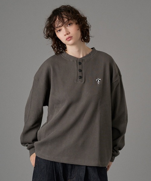 セール】LOGO HENRY NECK THERMAL LONG SLEEVE T-SHIRT /ロゴ