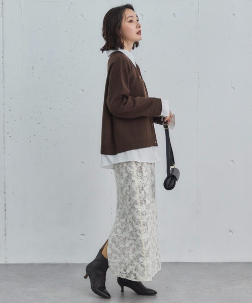 Doux archives（ドゥアルシーヴ）の「シャツドッキングニットカーデ（カーディガン/ボレロ・レディース・グレー/ブラウン/ネイビー・FREE）」の9枚目の写真