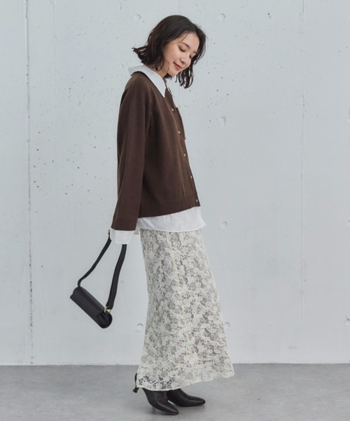 Doux archives（ドゥアルシーヴ）の「シャツドッキングニットカーデ（カーディガン/ボレロ・レディース・グレー/ブラウン/ネイビー・FREE）」の11枚目の写真