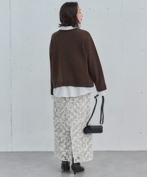 Doux archives（ドゥアルシーヴ）の「シャツドッキングニットカーデ（カーディガン/ボレロ・レディース・グレー/ブラウン/ネイビー・FREE）」の12枚目の写真