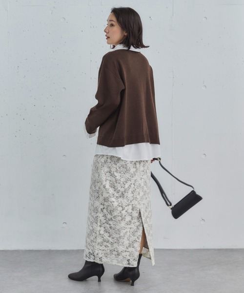 Doux archives（ドゥアルシーヴ）の「シャツドッキングニットカーデ（カーディガン/ボレロ・レディース・グレー/ブラウン/ネイビー・FREE）」の13枚目の写真