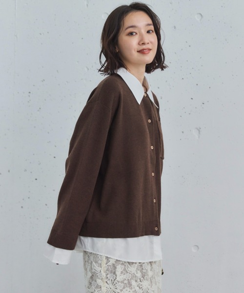 Doux archives（ドゥアルシーヴ）の「シャツドッキングニットカーデ（カーディガン/ボレロ・レディース・グレー/ブラウン/ネイビー・FREE）」の20枚目の写真