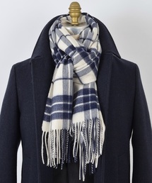 SHIPS | SD: 『カシミヤ』 ホワイト×ネイビー マフラー （大判）(マフラー)